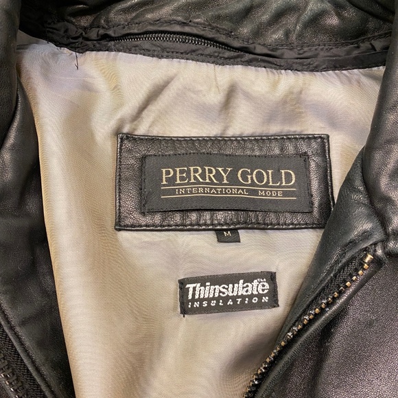 Men's Medium Perry Gold Leather Jacket - Picture 2 of 2